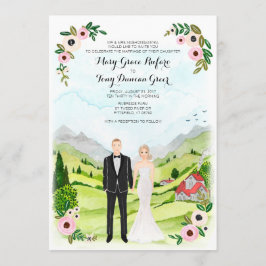 Convite Casal Ilustrado Retrato Russo Casamento