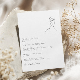 Convite Casal Moderno Desenhando Casamento Romântico