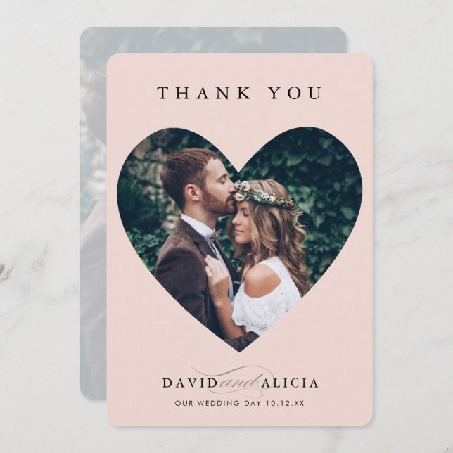 Convite CASAL MODERNO WEDDING fotográfico quadro cor-de-ro (Frente/Verso)