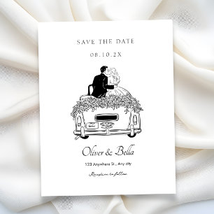 Convite Casal passeia de carro no casamento 