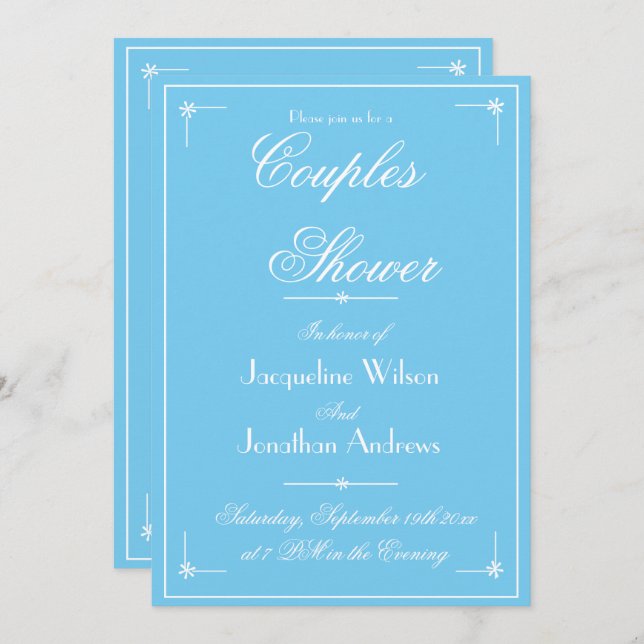 Convite Casal Primavera Chá Summer Name Date RSVP (Frente/Verso)