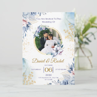 Convite casal romântico casamento floral celebração design