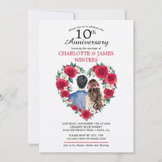 Convite Casal Rosa d'água 10º Aniversário de Casamento