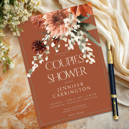 Convite Casal Rustic Terracotta Rust Flowers Chá