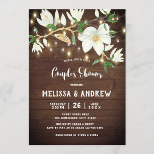 Convite Casal Rustic Wood Magnolia Southern Chá