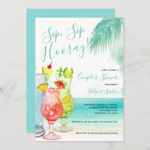 Convite Casal Sip Sip Hooray Tropical Cocktails Chá