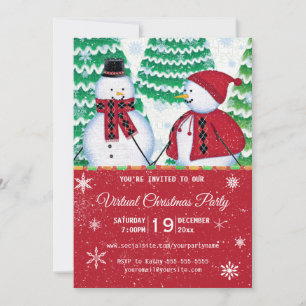 Convite Casal Snowflakes Festa Vermelha de Natal