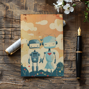 Convite Casal Vintage Robot Science Fiction