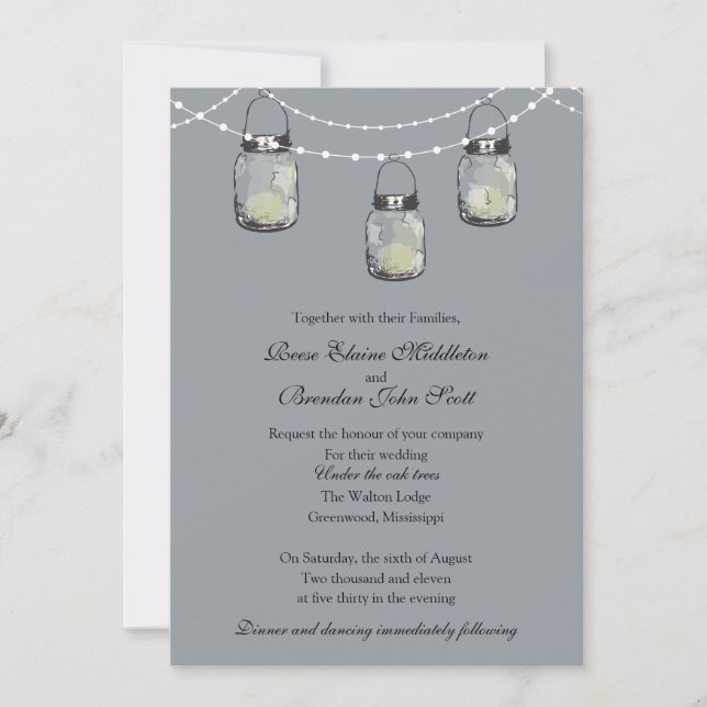 Convite Casamento - 3 Mason Jars (Frente)