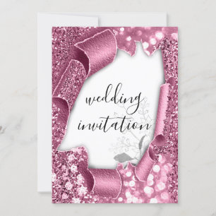 Convite Casamento 3D Efeito do Carrinho Branco Florais de