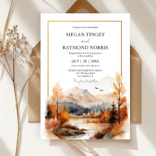 Convite Casamento à Beira do Lago com Aquarela do Monte Ou