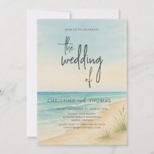 Convite Casamento à Beira-Mar com Aquarela