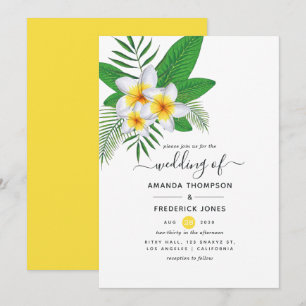 Convite Casamento à Beira-Mar com Aquarela em Luau Aloha