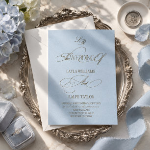 Convite Casamento à Beira-Mar com Dinheiro Antigo Azul Pó