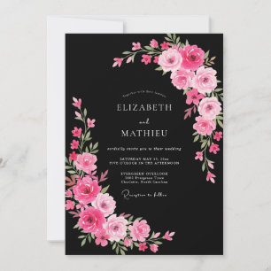 Convite Casamento à Meia-Noite Atraente Preto