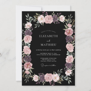 Convite Casamento à Meia-Noite Preto e Sombrio