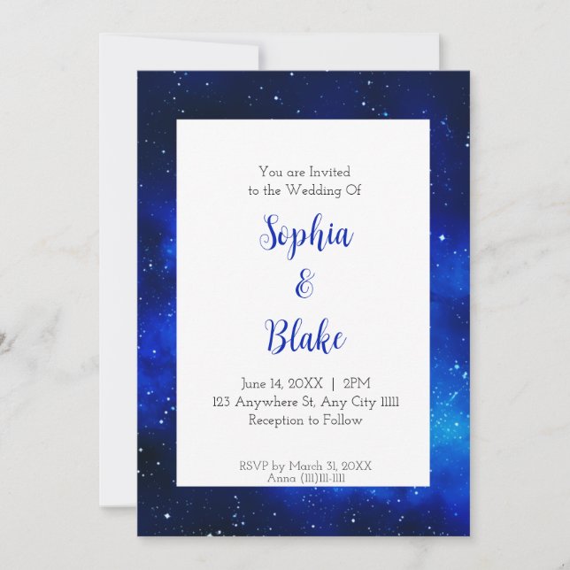 Convite Casamento à Meia-Noite sob o Campo Estelar (Frente)