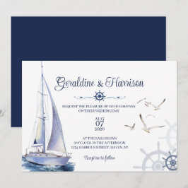 Convite Casamento à vela náutica elegante
