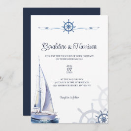 Convite Casamento à vela náutica elegante