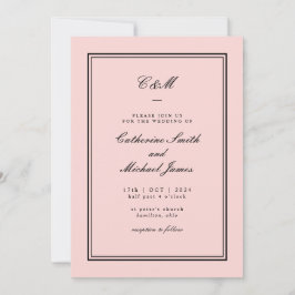 Convite Casamento Absoluto do Rosa Clássico e do Monograma