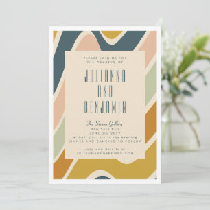Convite Casamento Abstrato Boho Terroso Redemoinho Ondulad