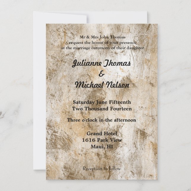 Convite Casamento Abstrato Branco Creme (Frente)