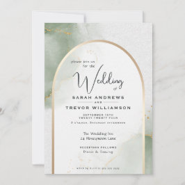 Convite Casamento Abstrato em Sage Suave