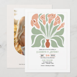 Convite Casamento Abstrato Floral Boho em Sage e Terracota