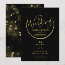 Casamento Abstrato Lua Nova Brilho Preto e Dourado