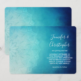 Convite Casamento Abstrato Mandala Azul Bonito