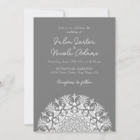 Casamento Abstrato Mandala em Cinza Fumê Prateado