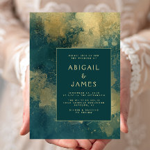Casamento Abstrato Moderno em Azul Teal e Dourado