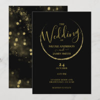 Casamento Abstrato Preto e Dourado Nova Lua Brilho
