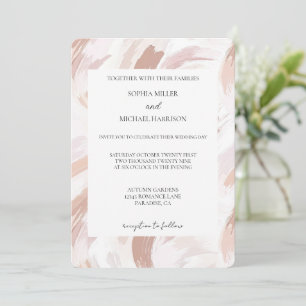 Convite Casamento Abstrato Rosa Rosa Chic