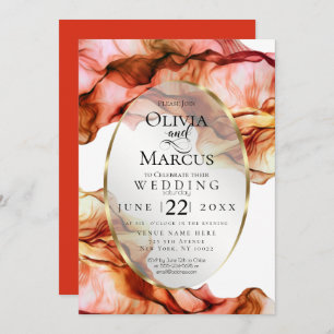 Convite CASAMENTO   Abstrato Watercolor Coluna Autumn Colu