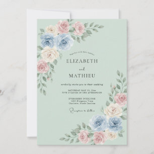 Convite Casamento Abundante de Primavera em Verde Sage