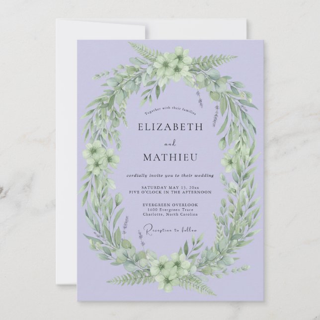 Convite Casamento Abundante na Natureza com Lavanda (Frente)
