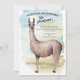 Convite Casamento Adiado de Llama Engraçado em Aquarela