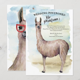 Convite Casamento Adiado de Llama Engraçado em Aquarela