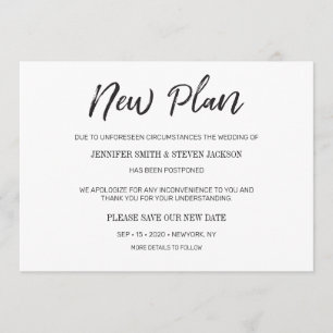 Convite Casamento Adiado "Novo Plano" Escrito à Mão