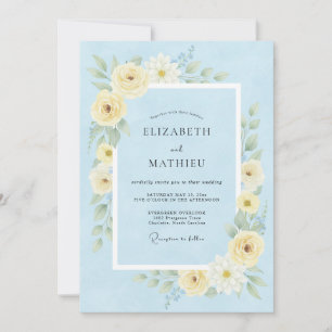 Convite Casamento Aéreo de Primavera Azul Centáurea