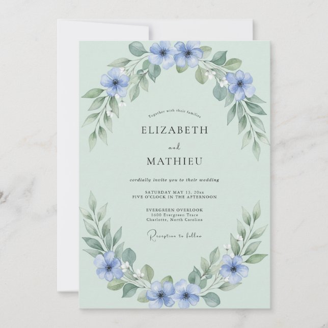 Convite Casamento Aéreo de Verão em Celadon (Frente)