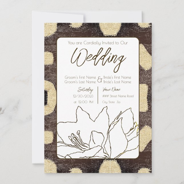 Convite Casamento Africano Tribal de Pé de Lama de Kuba (Frente)