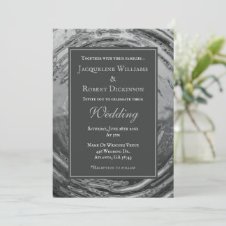 Convite Casamento Água Líquido Cromo Prata Elegante