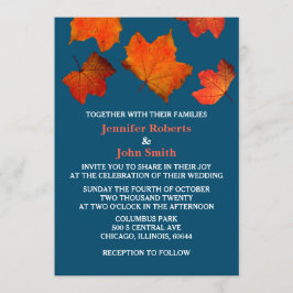 Convite Casamento alaranjado queimado do azul de oceano da