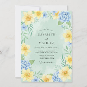 Convite Casamento Alegre de Primavera em Verde Limão