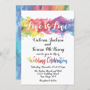 Convite Casamento alegre lésbica moderno da aguarela