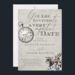 Convite Casamento Alice no País das Maravilhas<br><div class="desc">Você é convidado para uma data muito importante. Esta adorável vintagem Alice no convite de casamento de Wonderland mostra o coelho branco e um relógio. Personalize este convite para se adequar ao seu. Entre em contato com o designer se precisar de ajuda para personalização ou personalização.</div>