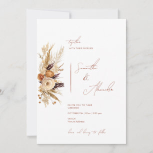 Convite Casamento All-in-One Branca de Queda Floral Modern