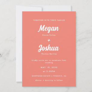Convite Casamento All-in-One Cor-de-rosa com Script Modern